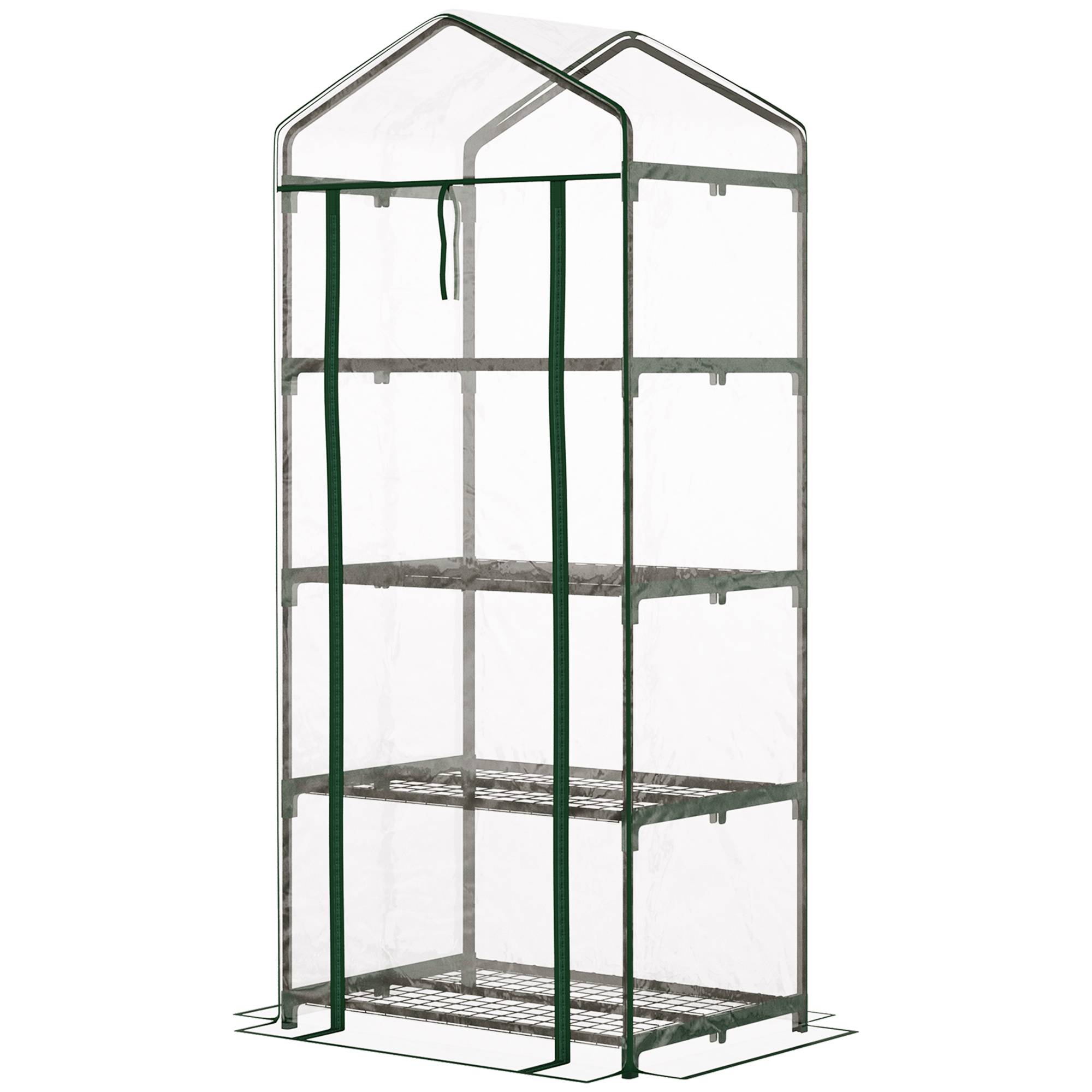 Sans Marque - Serre aluminium transparent mini-serre châssis froid 4 étagères 70x50x160 cm - Image 2