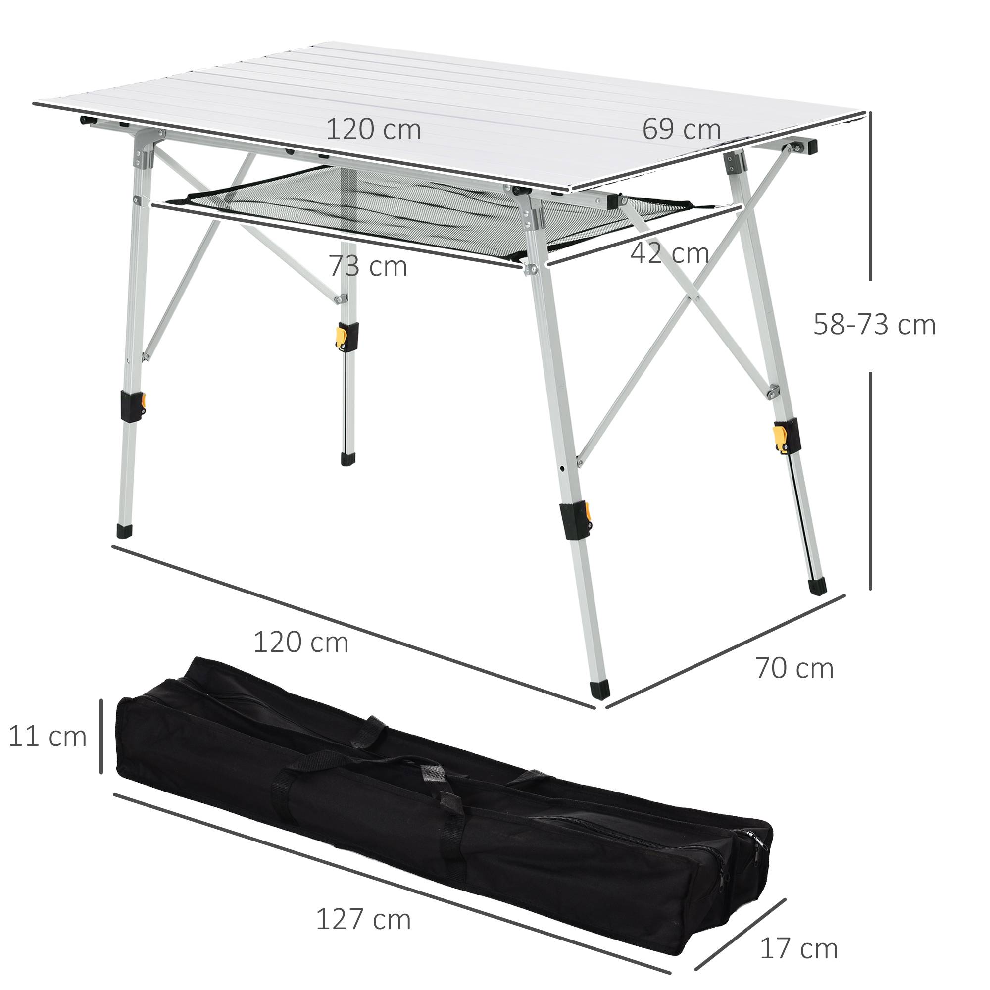 PANGIVO - Table de camping pliante aluminium gris 120 x 70 x 73 cm - PANGIVO - Image 5