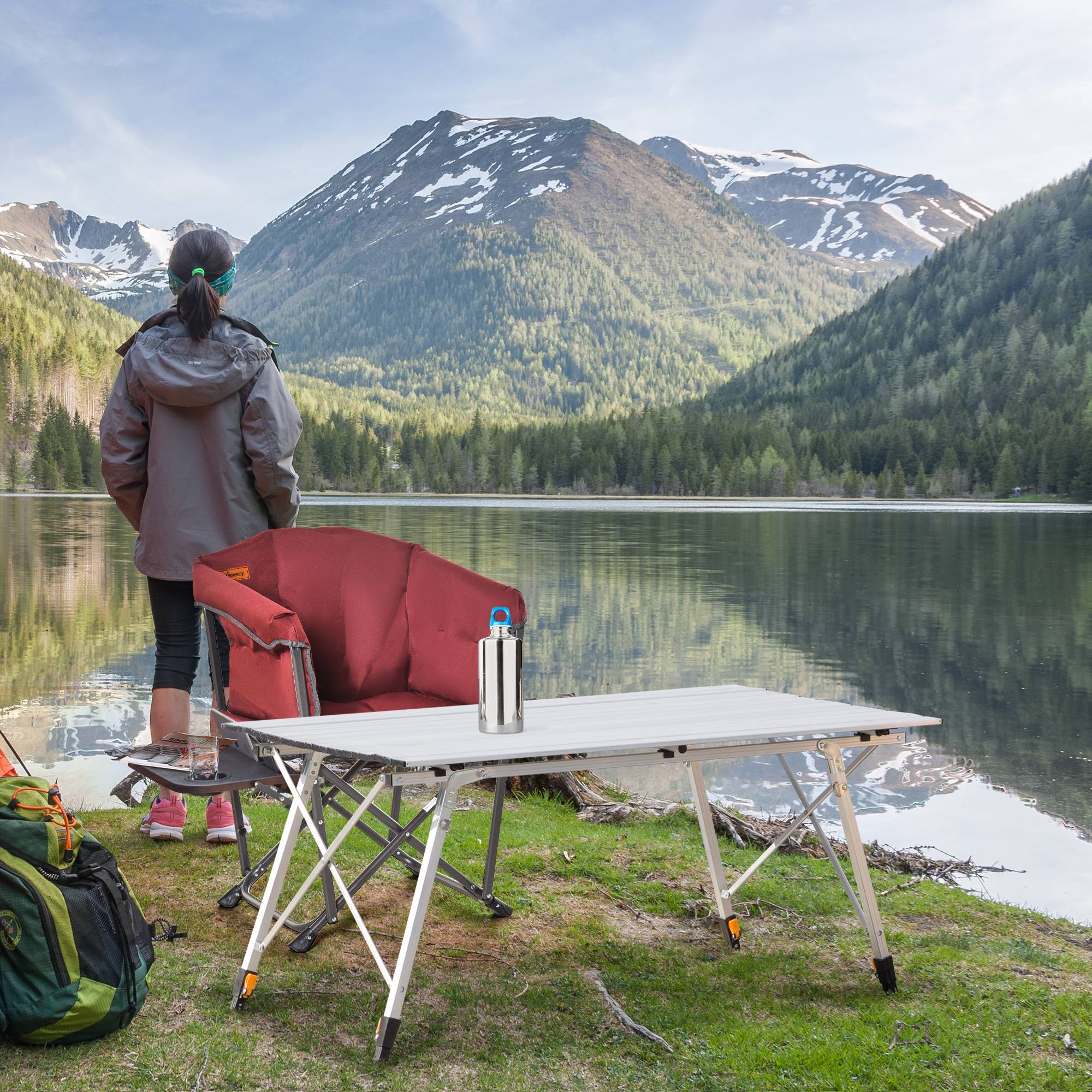 PANGIVO - Table de camping pliante aluminium gris 120 x 70 x 73 cm - PANGIVO - Image 3