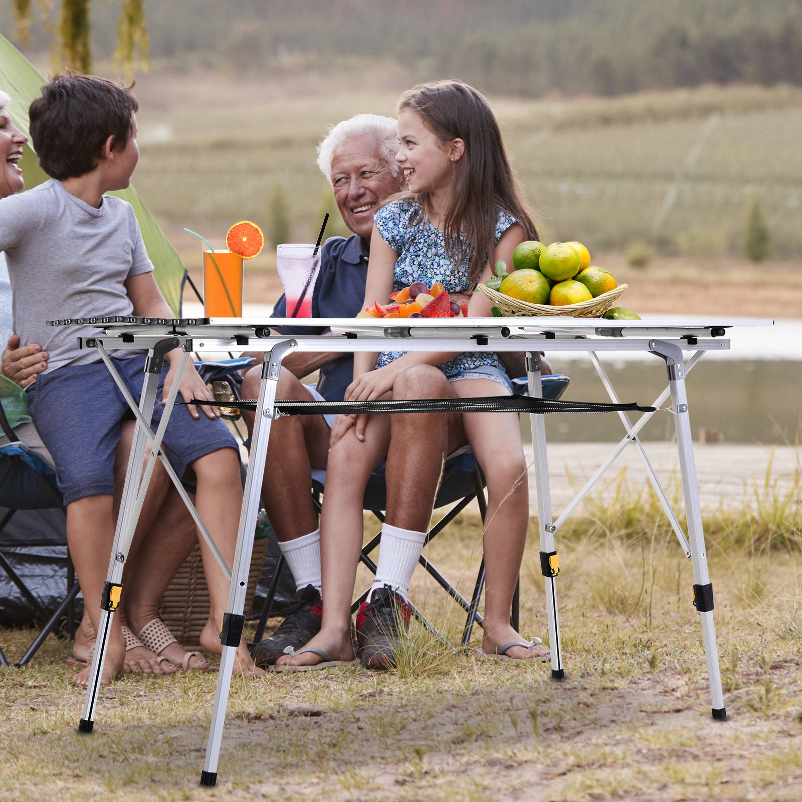 PANGIVO - Table de camping pliante aluminium gris 120 x 70 x 73 cm - PANGIVO - Image 4