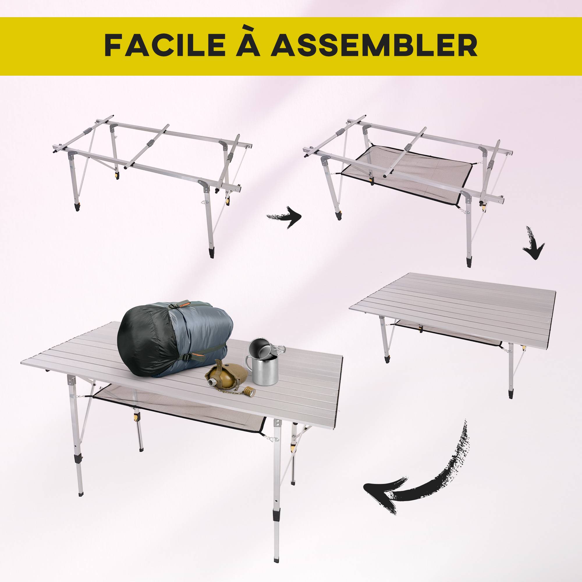 PANGIVO - Table de camping pliante aluminium gris 120 x 70 x 73 cm - PANGIVO - Image 6