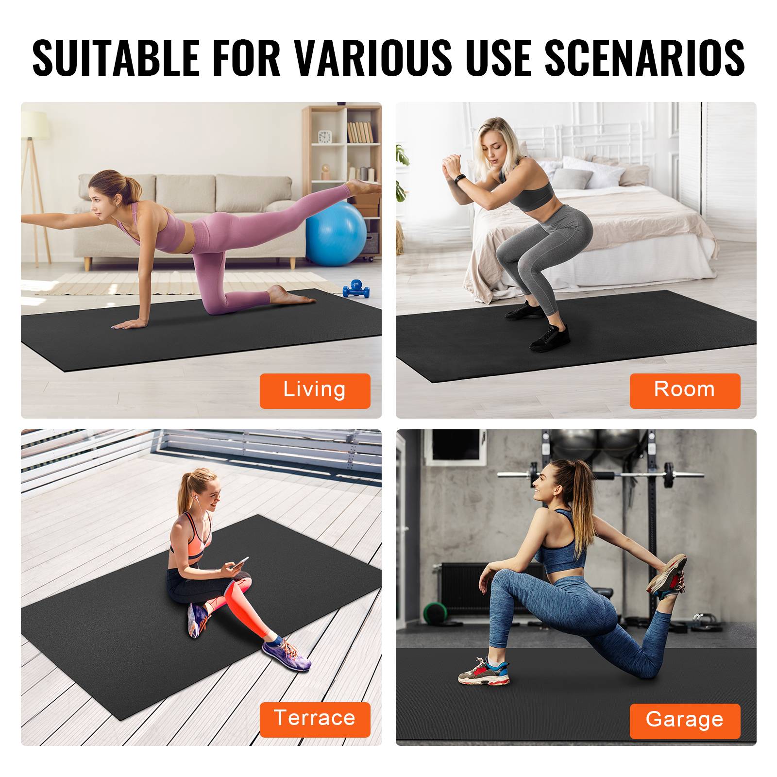 Vevor - VEVOR Tapis de yoga antidérapant tapis d'entraînement 2440 x 1530 mm pilates - Image 6