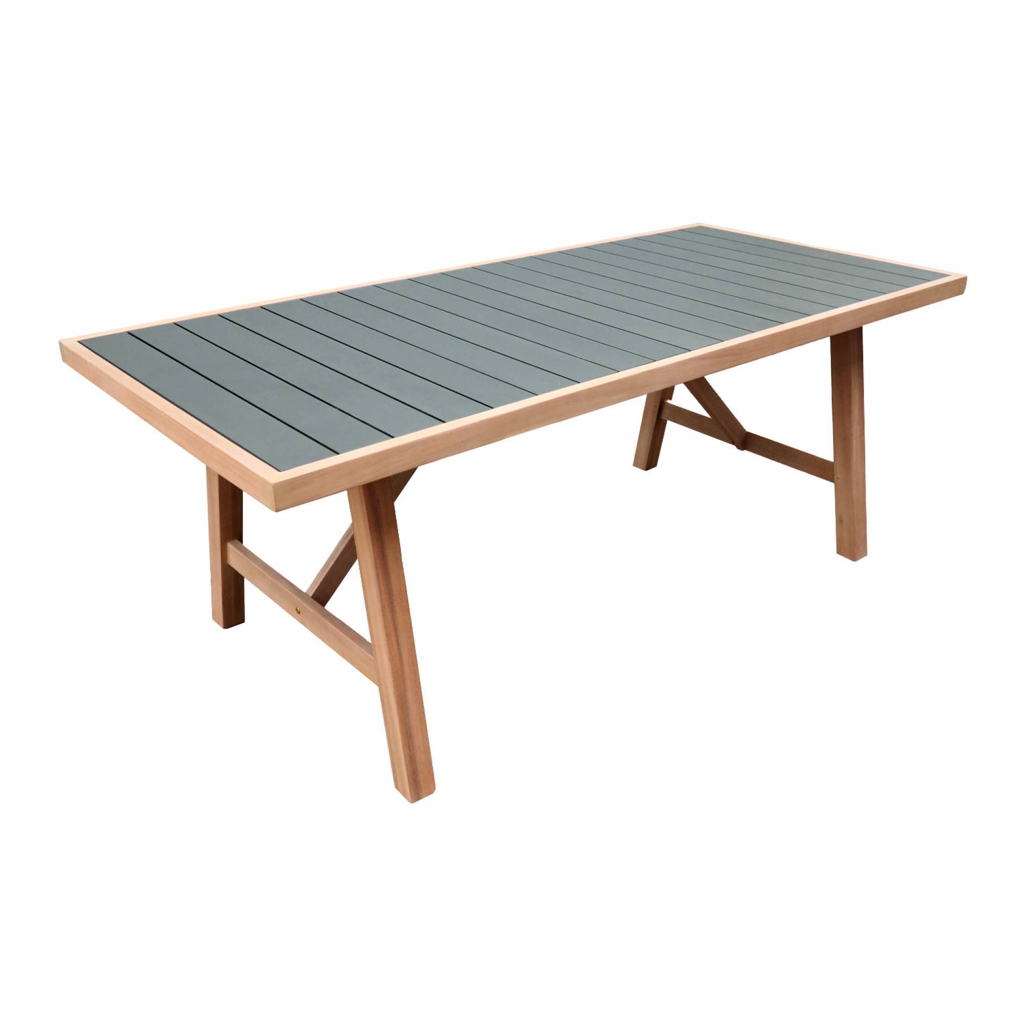 sweeek - Table de jardin bois d'acacia et aluminium 8 places kaki - Eldora | sweeek - Image 2