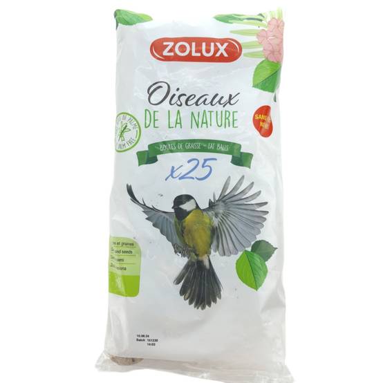 Zolux - 25 Boules de graisse de 90 gr donc 2.25 kg toutes saisons pour oiseaux - Image 1