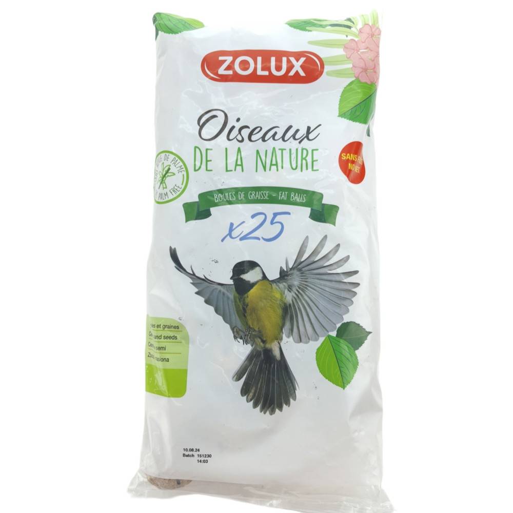 Zolux - 25 Boules de graisse de 90 gr donc 2.25 kg toutes saisons pour oiseaux - Imagen 1