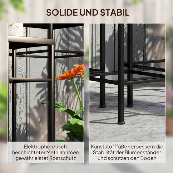 Lot 3 sellettes porte-plantes métal terrasse extérieur mosaïque bleu blanc 28x28x71cm - ComfortXL Outdoor Living - Image 8