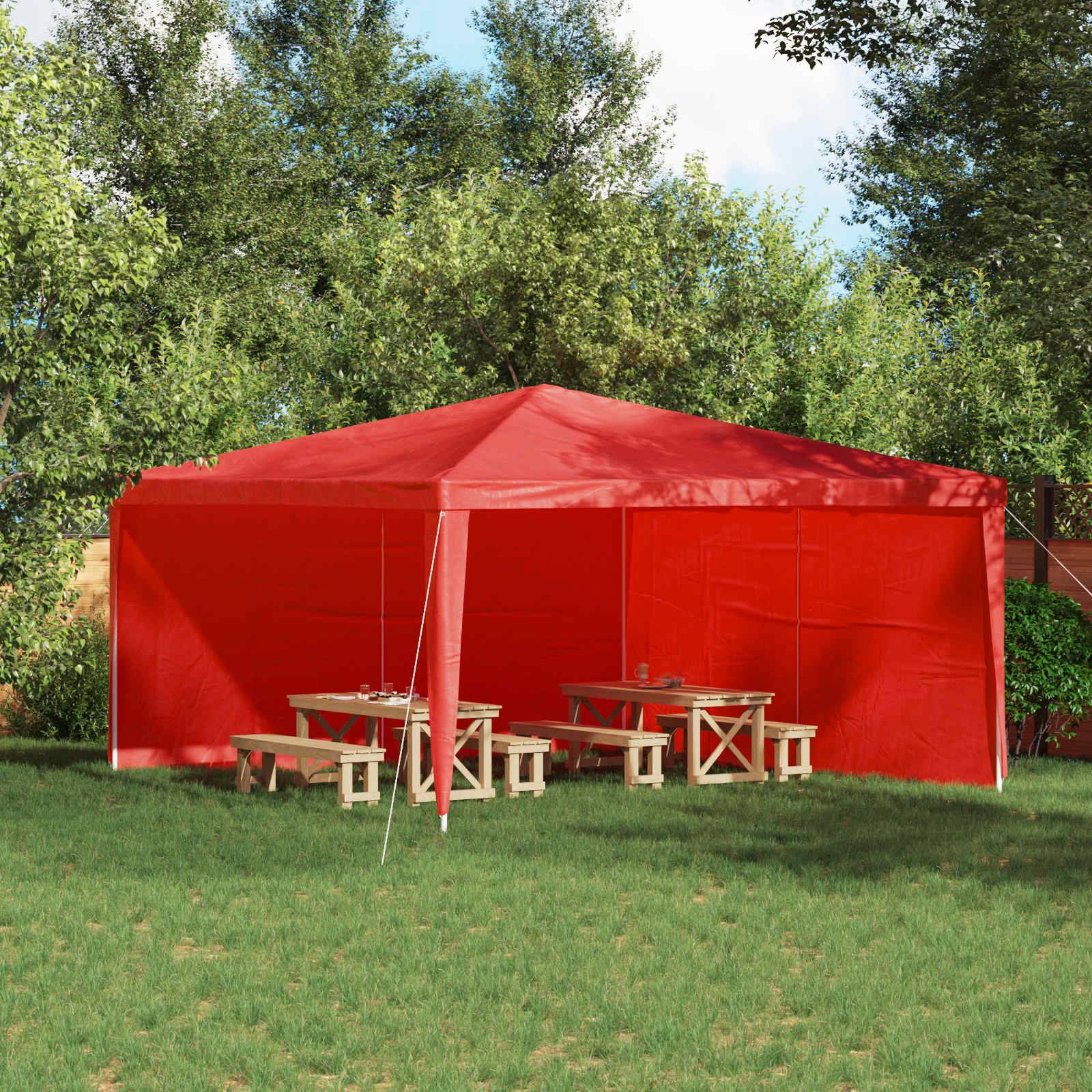 Murs de tente de fête PE et acier rouge 400 x 195 cm - PANGIVO - Image 1