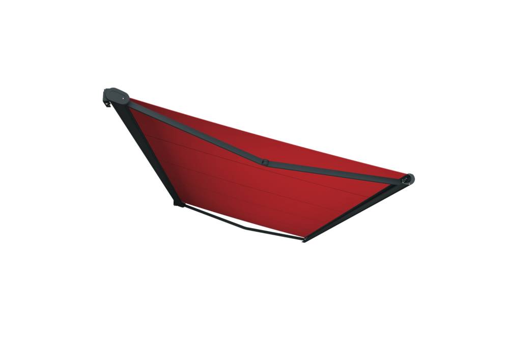 Ombrazur - Store banne Coffre intégral PROTECT 2 Gris Anthracite 6x3,5m Motorisé à  télécommande - Toile Rouge