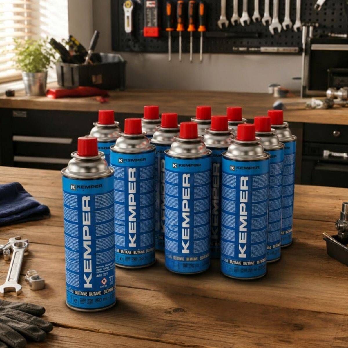 Pack 12 Cartouches Gaz Butane 390 ml 227 g Valve Sécurité pour Réchaud Portable Chalumeau Lampe à Gaz KEMPER - Imagen 3