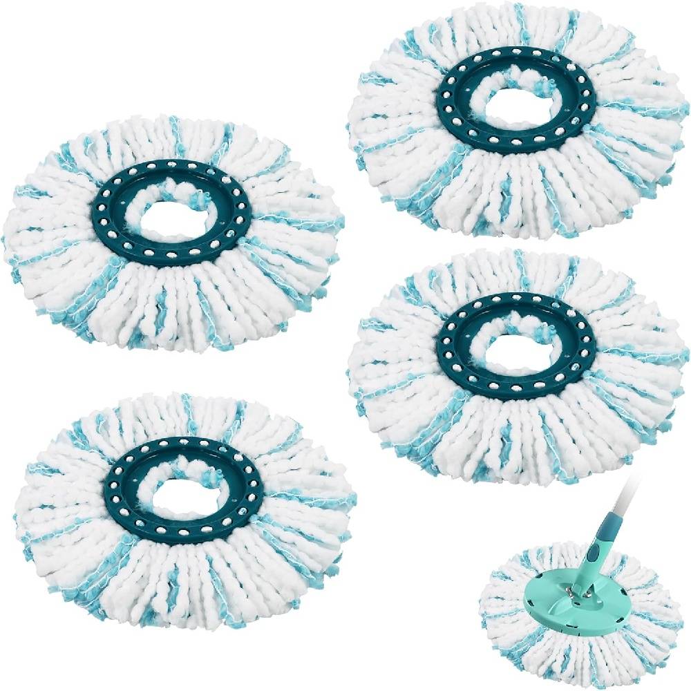 Pack de 4 Têtes de Remplacement pour Leifheit, Compatible avec Mop Disque Leifheit Clean Twist - IntiMeg