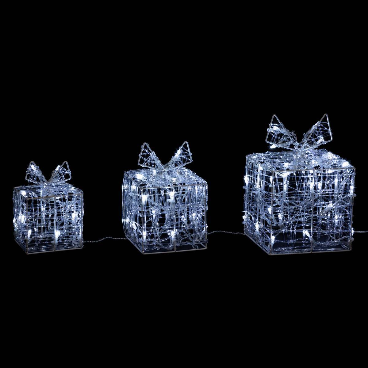 Fééric Lights & Christmas - Forme acrylique cadeau 3D lumineuse 70 LED clignotantes H.23cm extérieur - Feeric Lights & Christmas