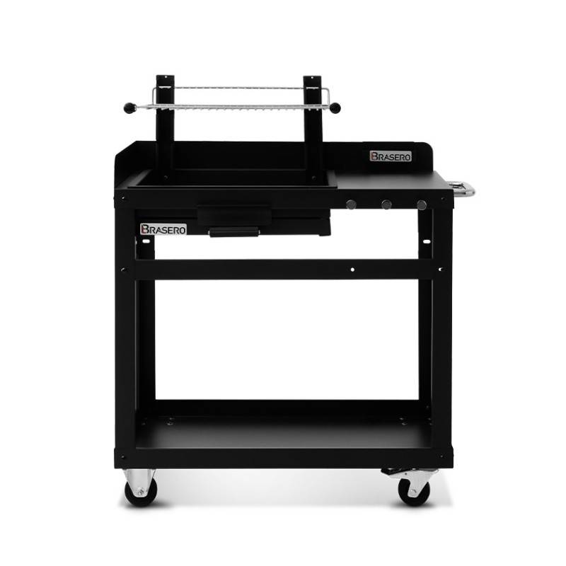 Brasero - Barbecue charbon Valencia - BRASERO - Grille de 54 x 48 cm réglable en hauteur - Chariot équipé, plan de travail - Imagen 2