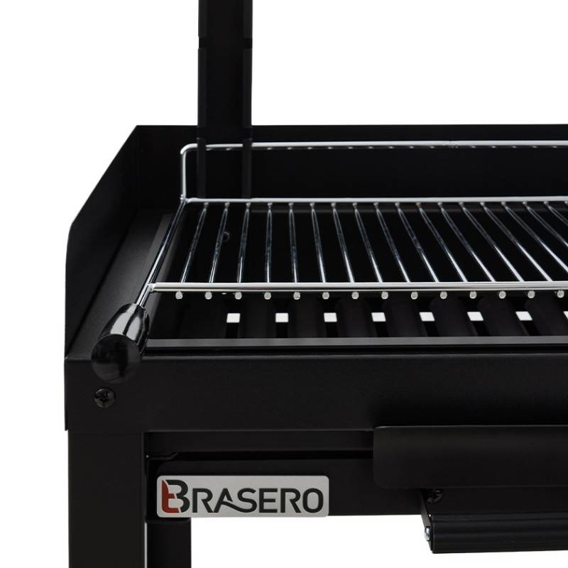 Brasero - Barbecue charbon Valencia - BRASERO - Grille de 54 x 48 cm réglable en hauteur - Chariot équipé, plan de travail - Imagen 3