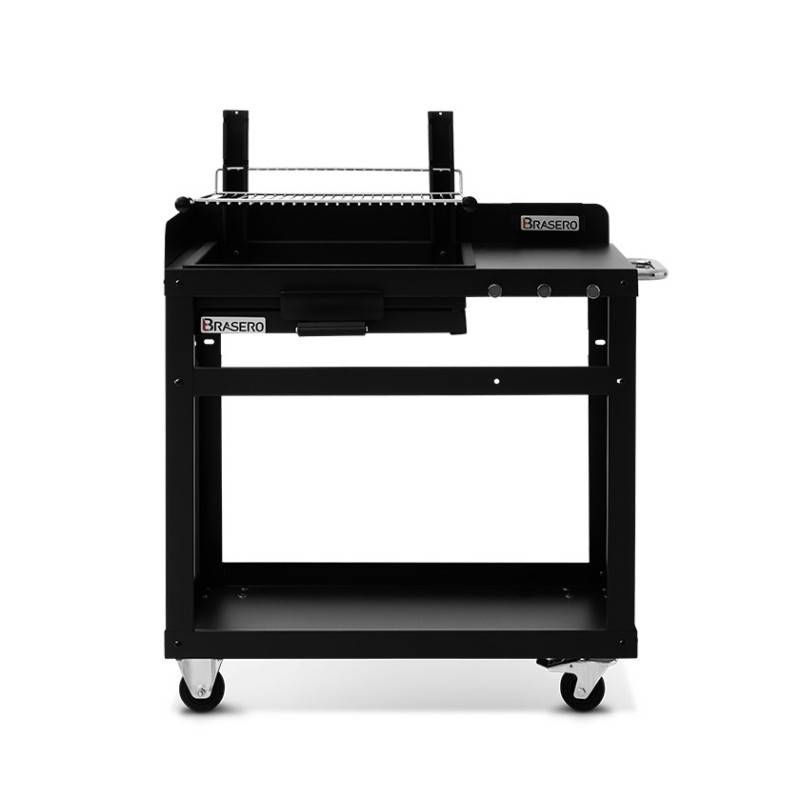 Brasero - Barbecue charbon Valencia - BRASERO - Grille de 54 x 48 cm réglable en hauteur - Chariot équipé, plan de travail - Imagen 10
