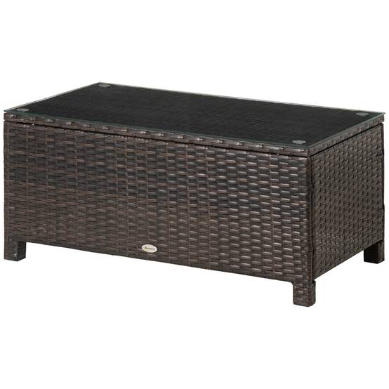 Table basse de jardin résine tressée marron 85 x 50 x 39 cm - PANGIVO - Image 2