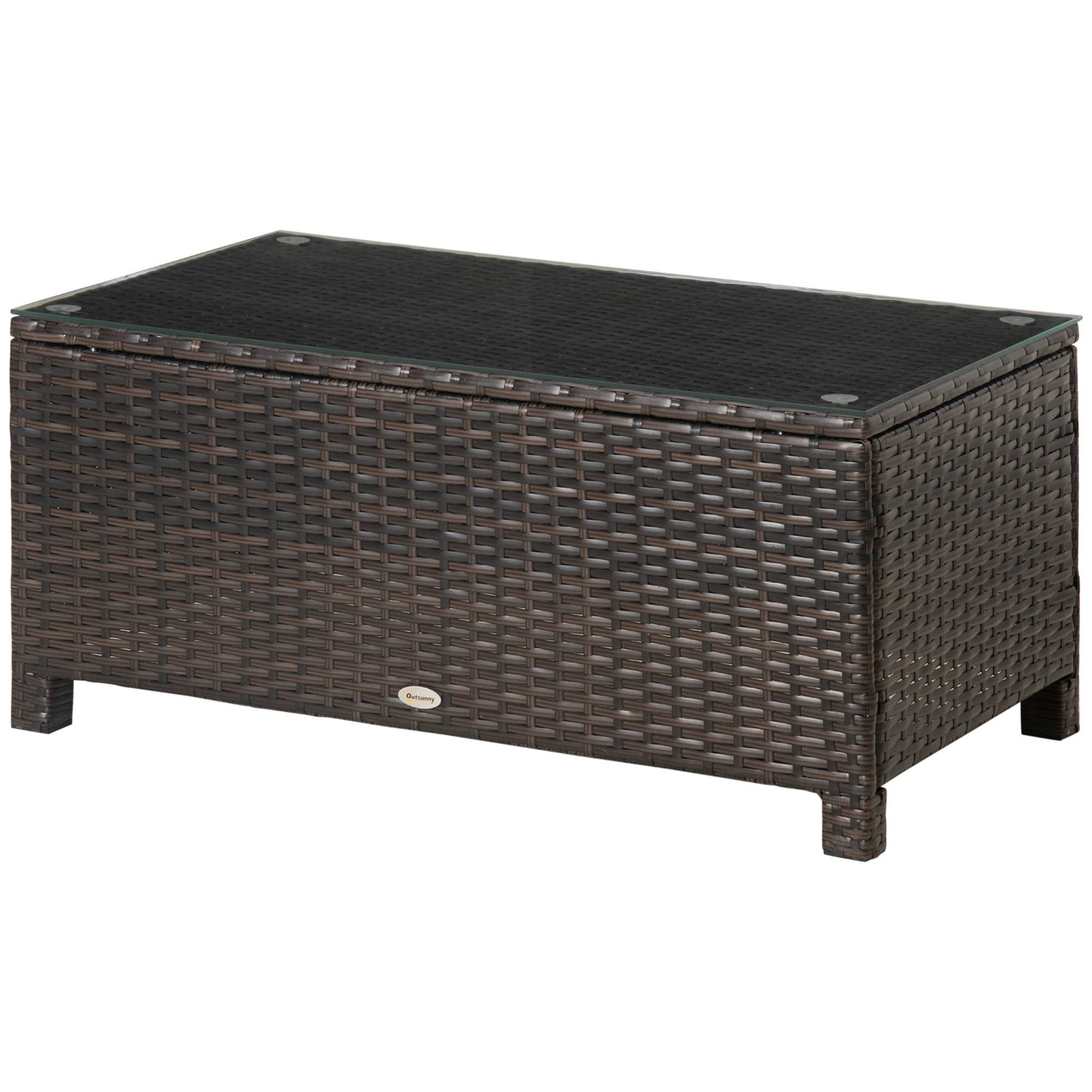 Table basse de jardin résine tressée marron 85 x 50 x 39 cm - PANGIVO - Image 2