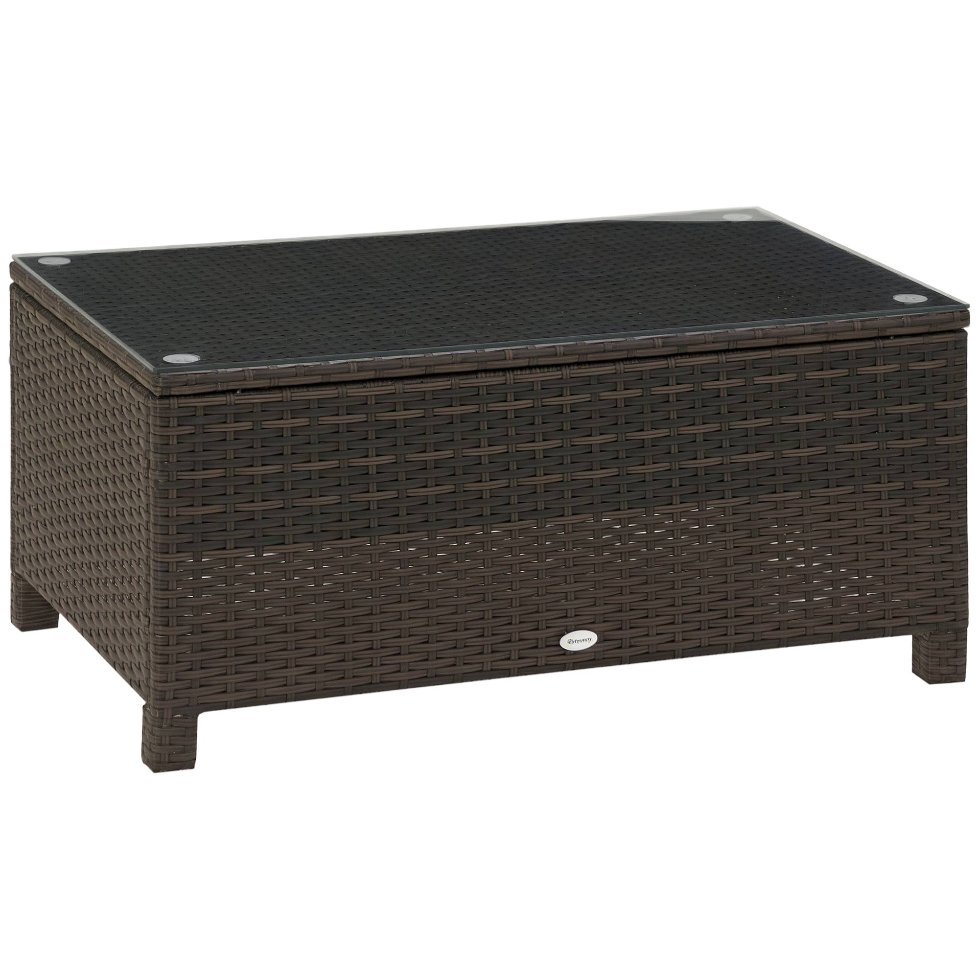Table basse de jardin résine tressée marron 85 x 50 x 39 cm - PANGIVO - Image 1