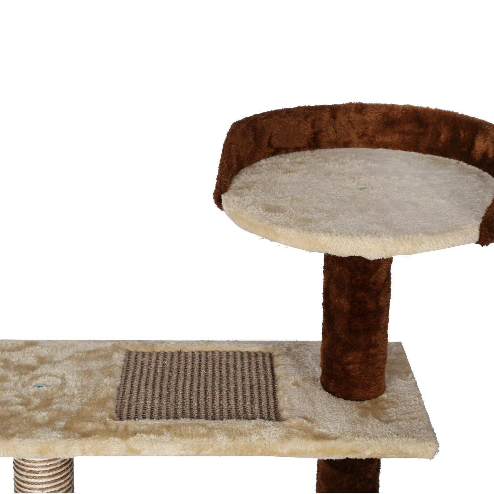 Helloshop26 - Arbre à chat 100 cm corde sisal bicolore griffoir grattoir jeux beige et marron - Imagen 3