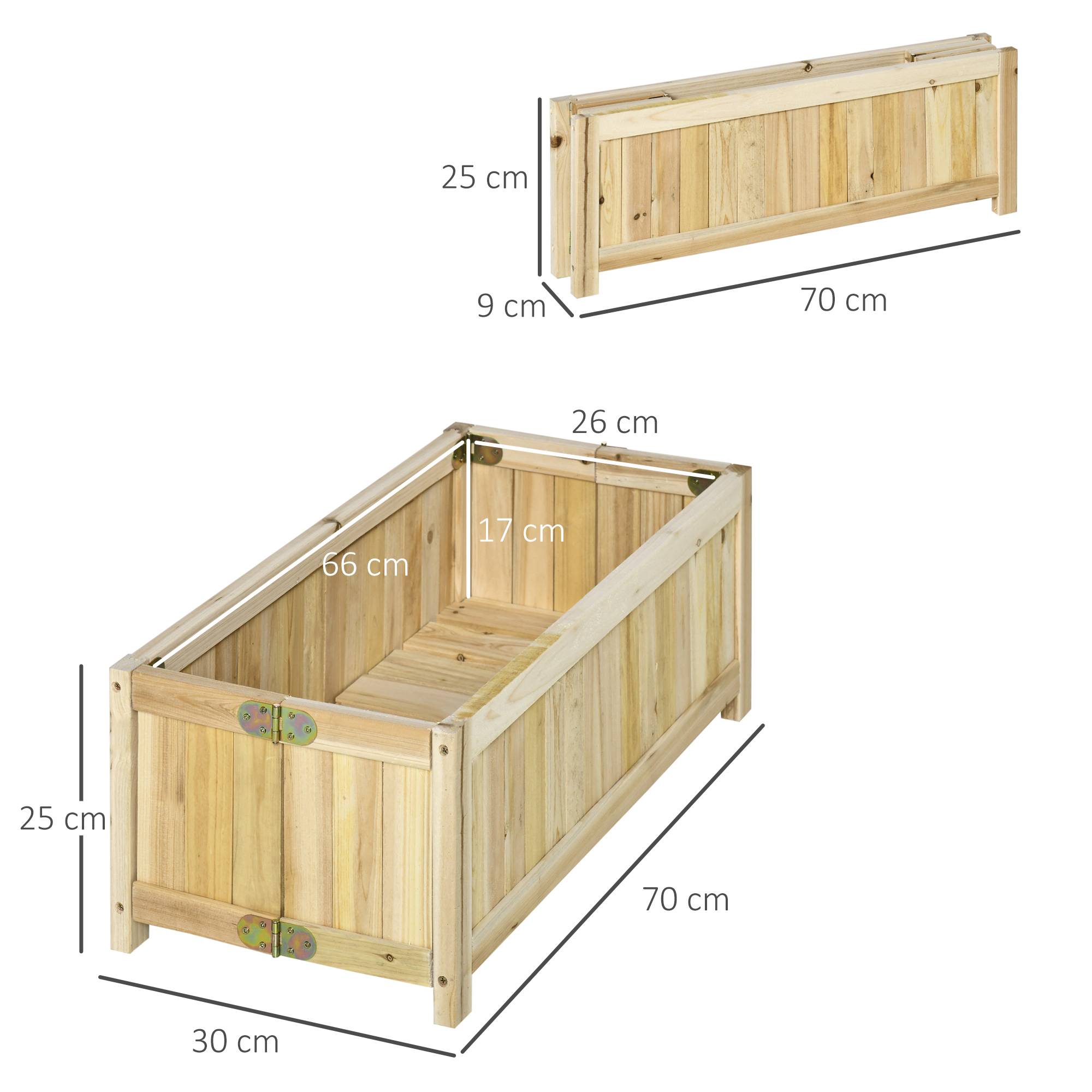 Outsunny - Jardinière sur pied pliable bac à Fleurs 70x30x25 cm pliable bois sapin pré-huilé - Outsunny - Image 3