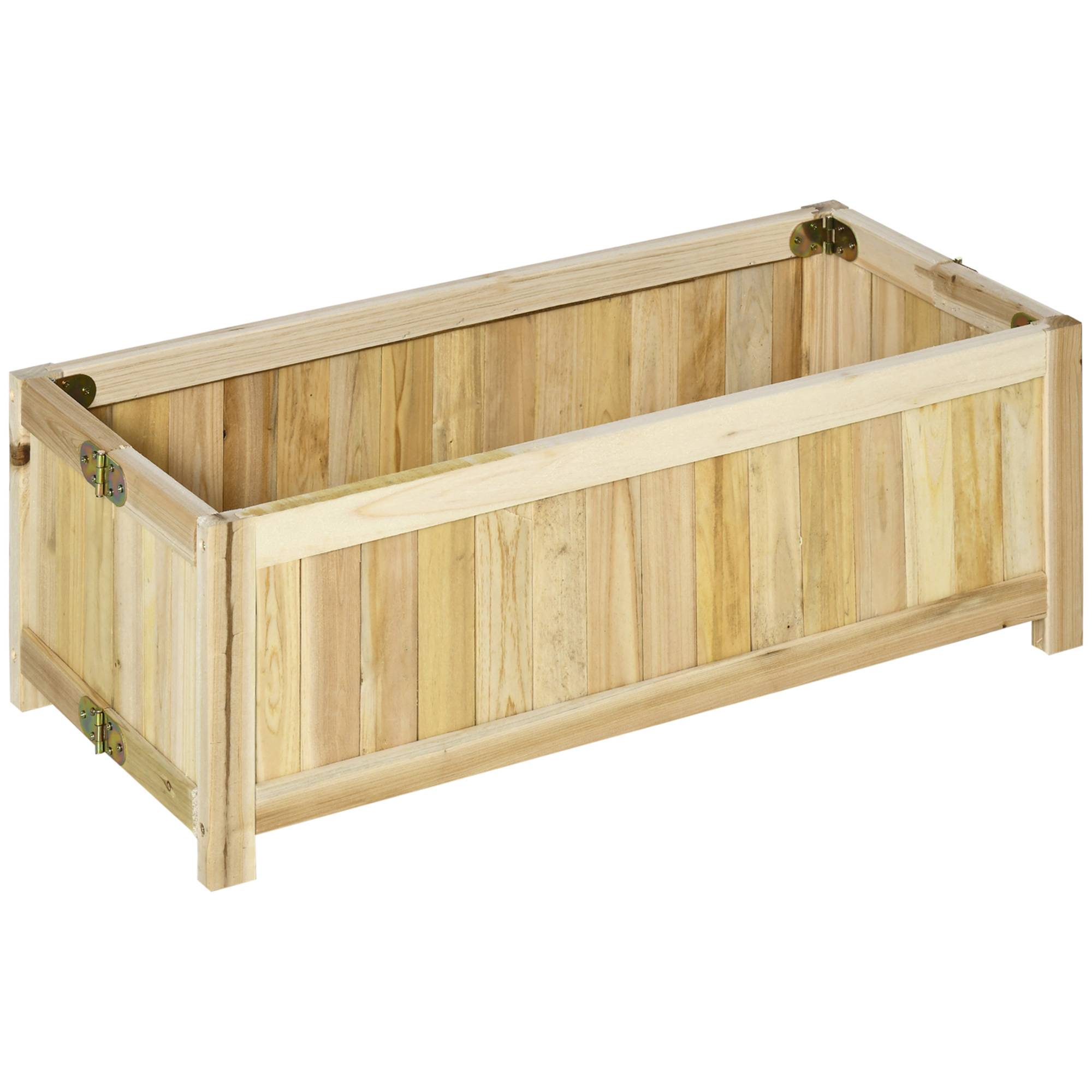 Outsunny - Jardinière sur pied pliable bac à Fleurs 70x30x25 cm pliable bois sapin pré-huilé - Outsunny - Image 1