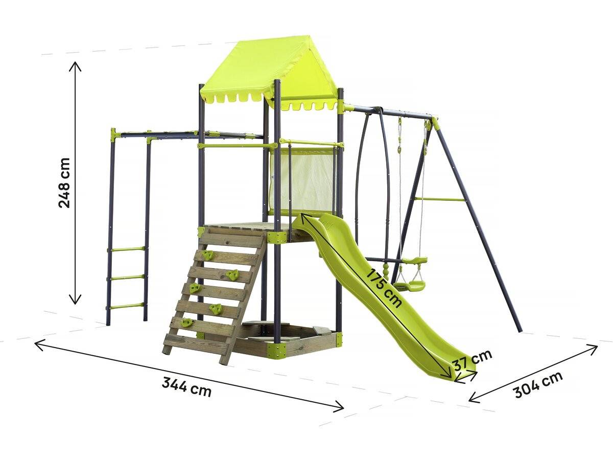 Habitat Et Jardin - Aire De Jeu Portique En Métal Avec Toboggan Et Bac A Sable "lucien" - Vert -habitat Et Jardin - Image 3