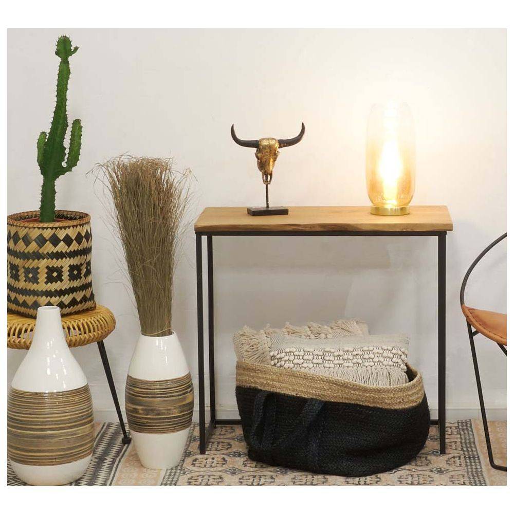 Aubry Gaspard - Vase en bambou naturel et laqué blanc M1 - Imagen 2