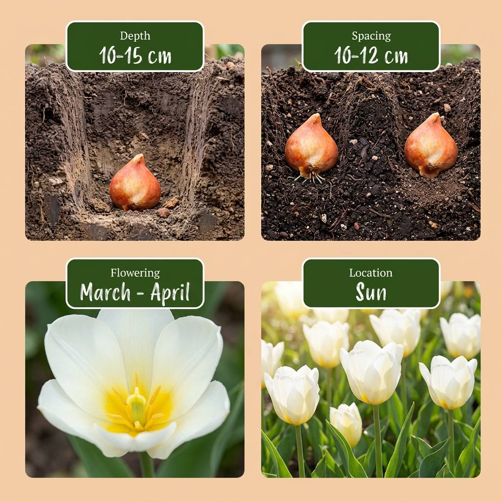 La Green Touch - Tulipe triomphe blanche - 15 bulbes - calibre 11/12 - Image 4
