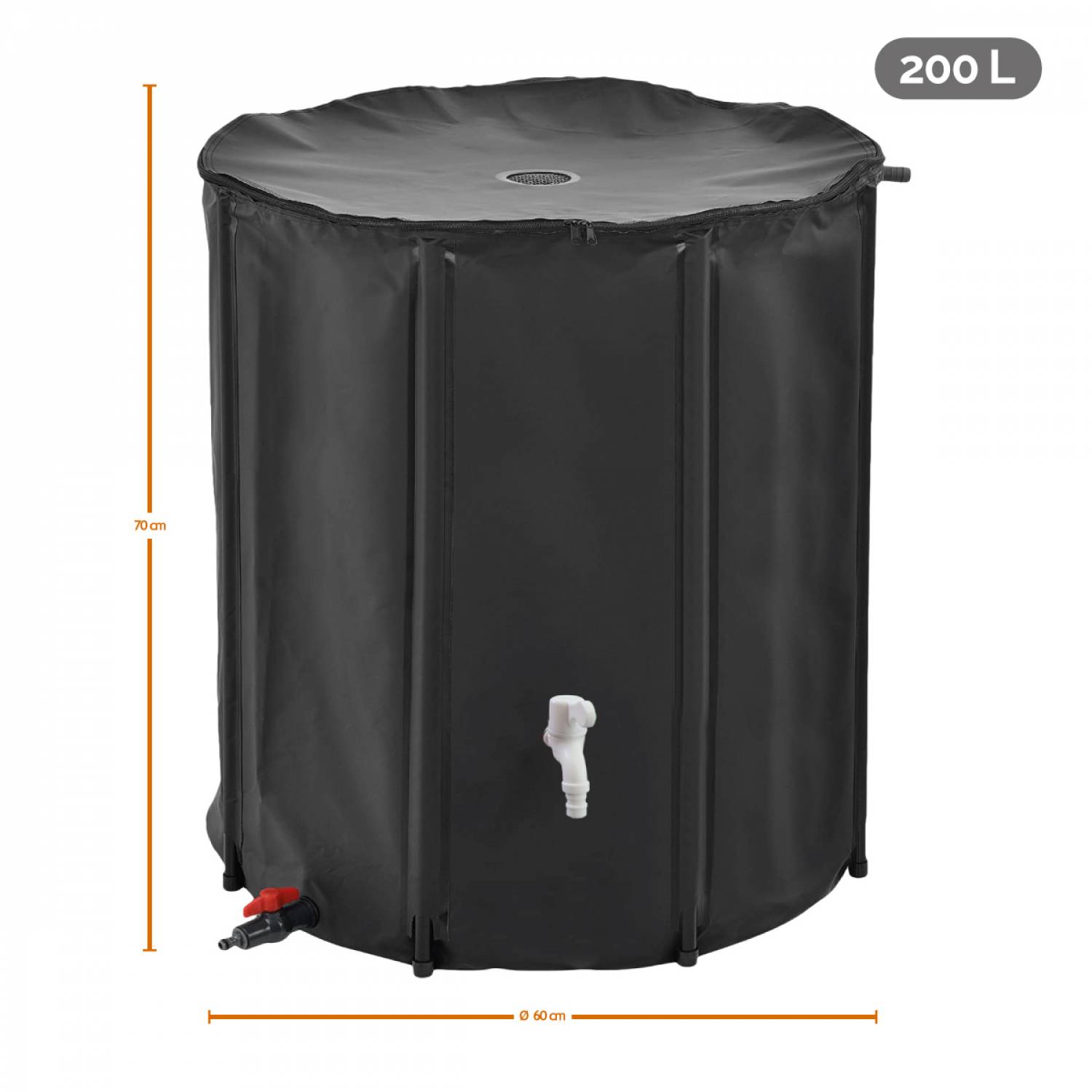 Linxor - Réservoir souple, récupérateur d'eau de pluie pliable - 200 L - Noir - Linxor - Imagen 2