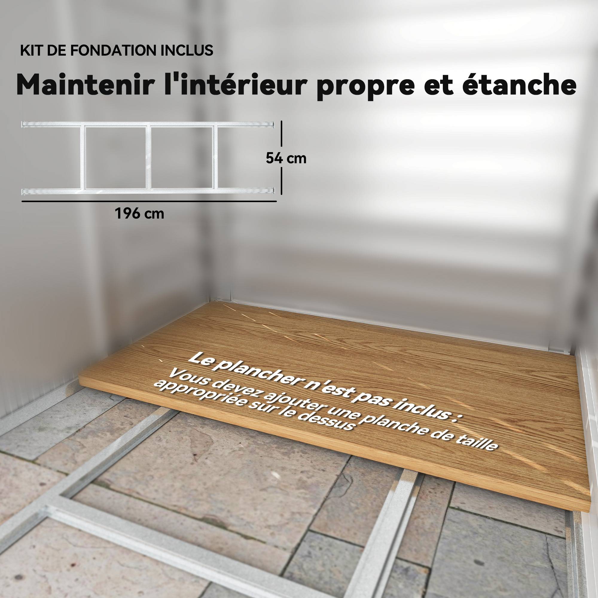 Abri de jardin 2,36 m², cabane de jardin exterieur en acier galvanisé facile à monter, 213x120x194cm chêne - Image 9