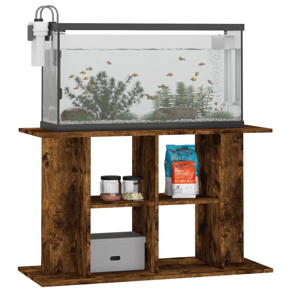 Meuble pour Aquarium Bois d'Ingénierie pour Salon avec Rangement 100x40x60 cm Chêne Fumé - ComfortXL Outdoor Living - Image 3