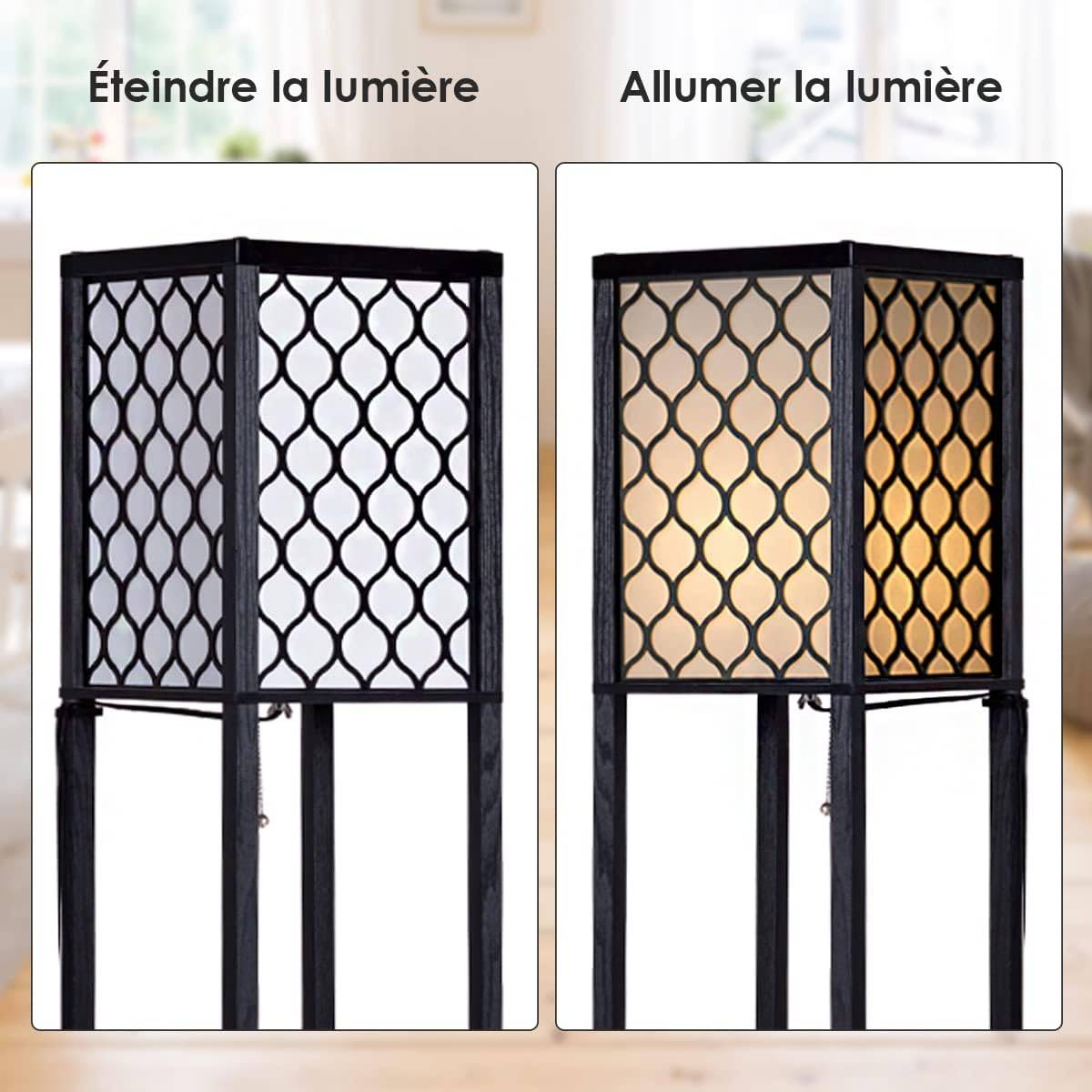 Lampadaire avec 3 Niveaux Etagère 220-240V,60W Design Scandinave Lampe - Image 4