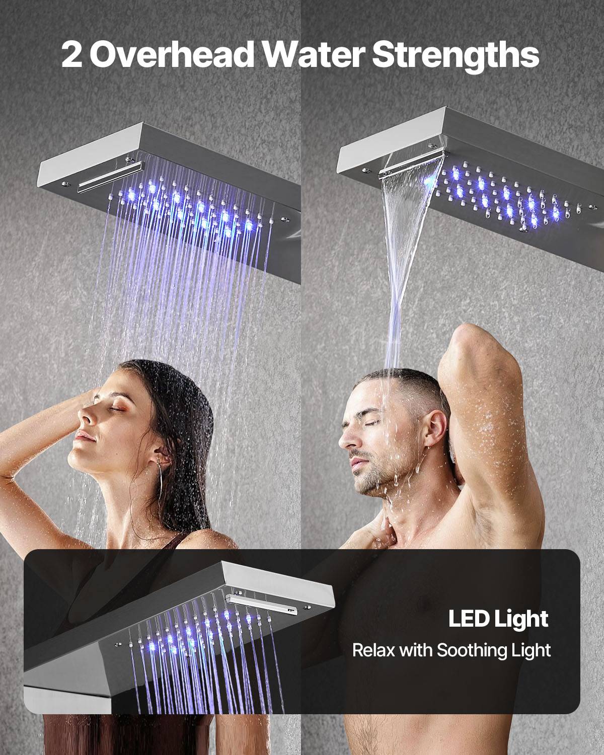 Vevor - VEVOR Colonne douche inox 1345mm avec pommeau pluie, panneau LED, 5 fonctions, douchette et bec de baignoire. - Image 4