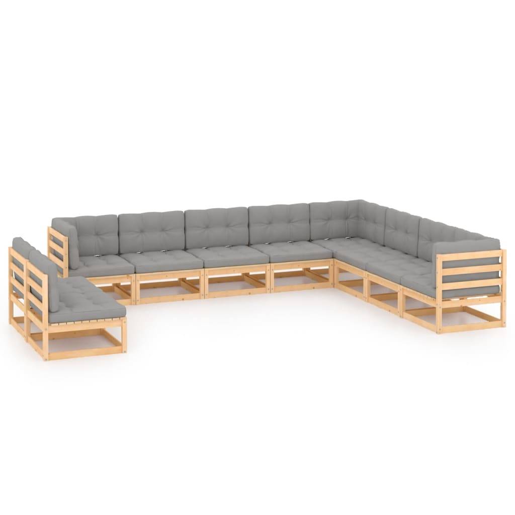 Helloshop26 - Salon de jardin meuble d'extérieur ensemble de mobilier 10 pièces avec coussins bois de pin massif - Imagen 1