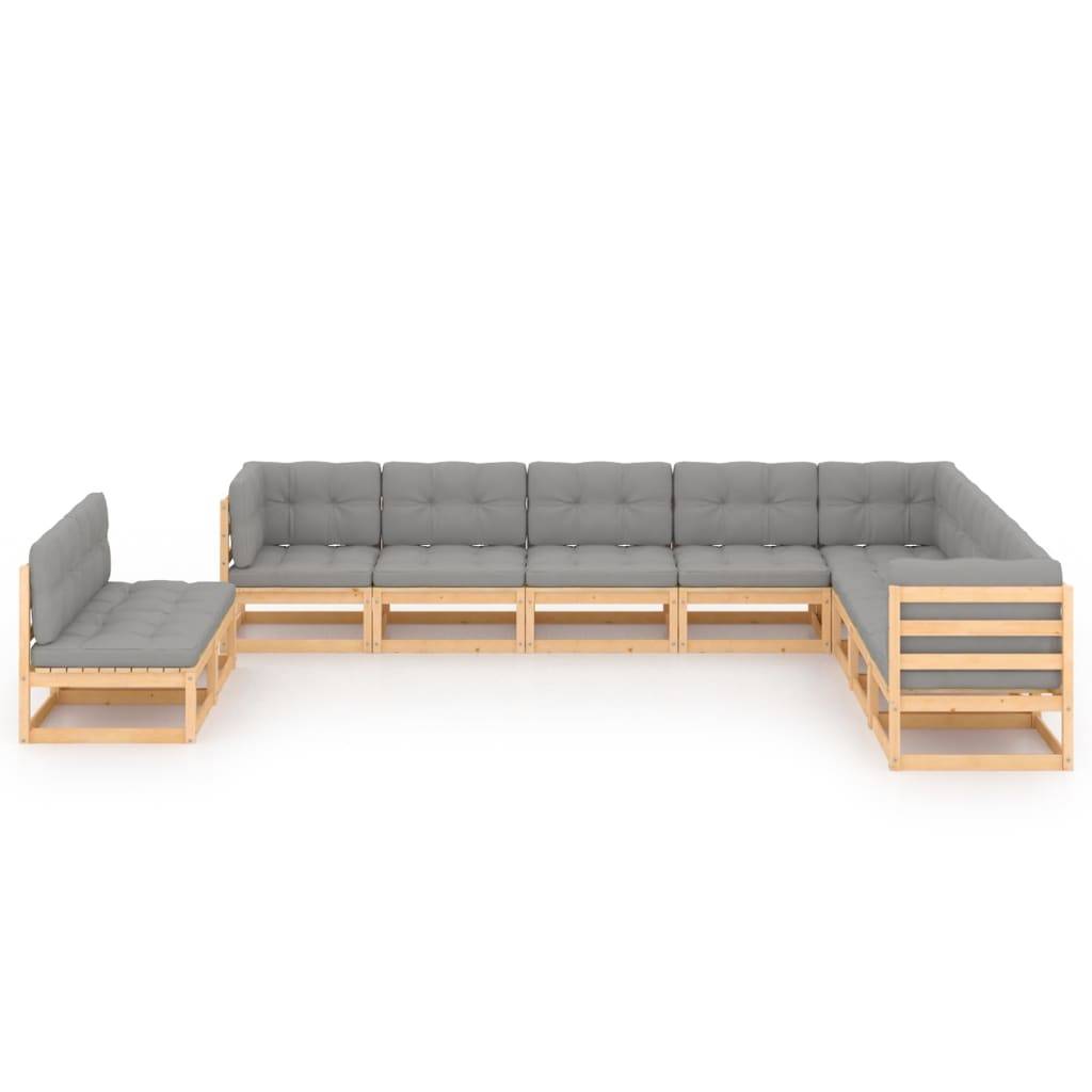 Helloshop26 - Salon de jardin meuble d'extérieur ensemble de mobilier 10 pièces avec coussins bois de pin massif - Imagen 2