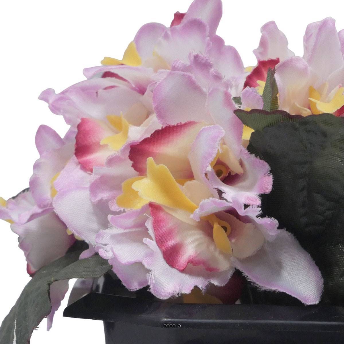 Artificielles - Bac carré fleurs artificielles Orchidée Rose pâle pour la Toussaint - couleur: Rose pâle - Imagen 3