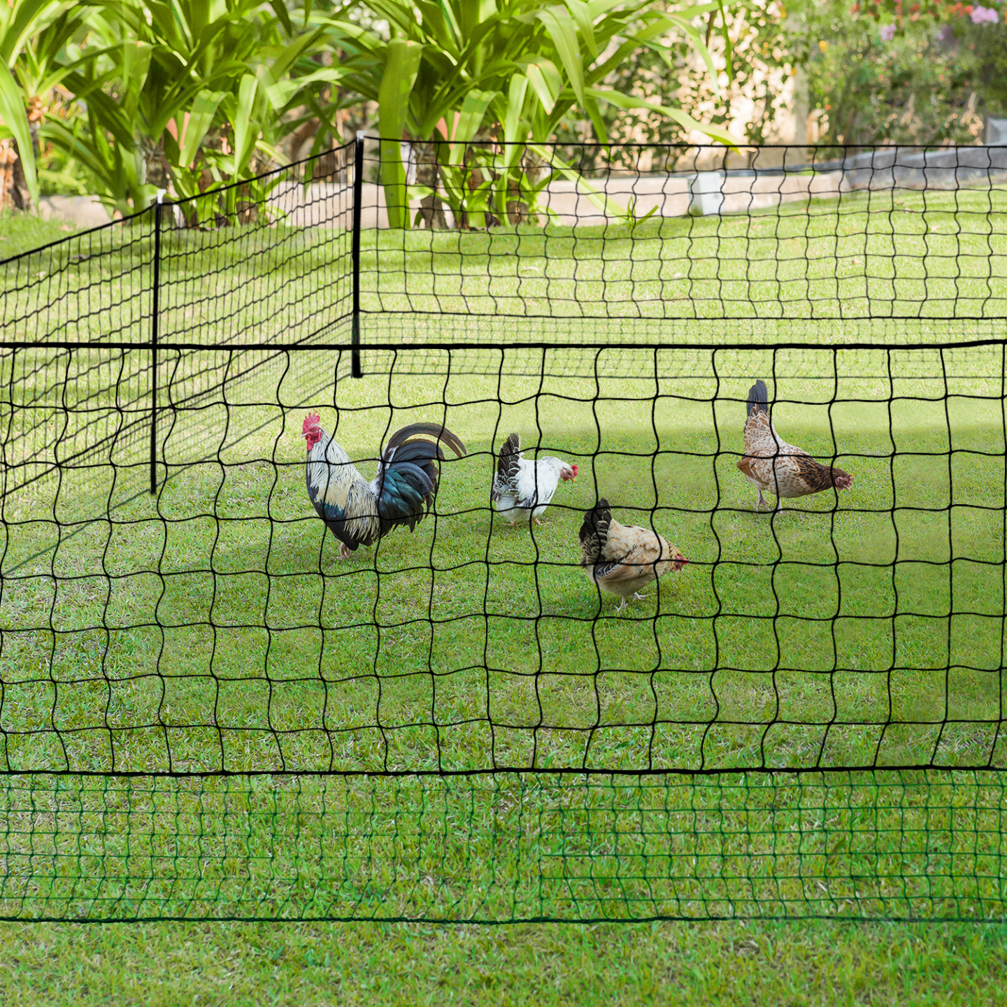 Kit Clôture Filet à Poules 24 m avec porte et 9 piquets double pointe – IDMarket - Image 1