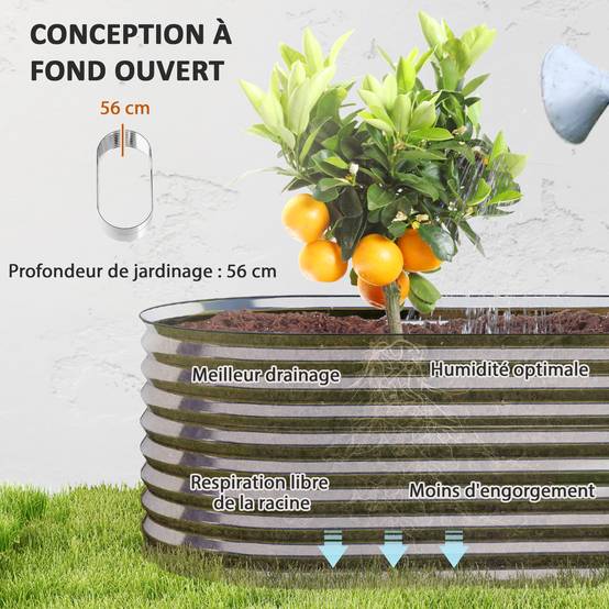 PANGIVO - Carré potager acier galvanisé argent 160 x 80 x 56 cm - PANGIVO - Image 9