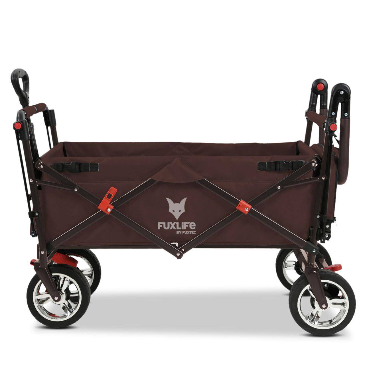 FUXTEC - FUXLIFE by FUXTEC Chariot à bras FX-CT800 Confort pliable - Marron | Chariot de transport avec toit ouvrant | Rallonge intérieure - Image 6
