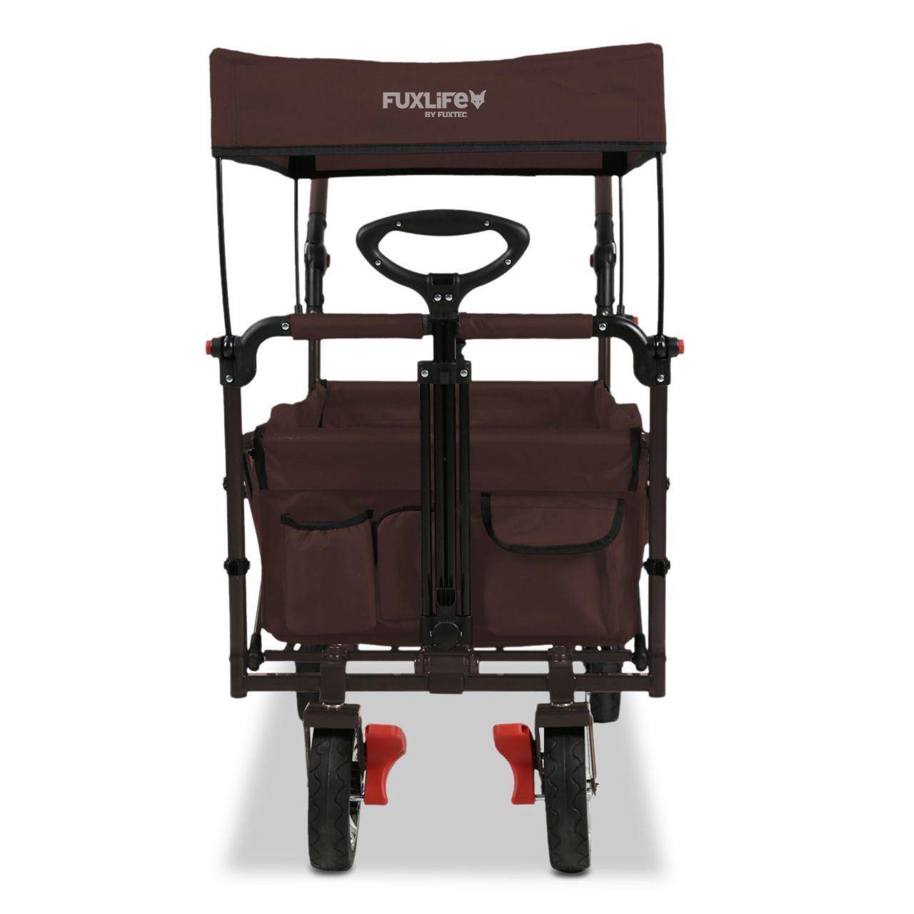 FUXTEC - FUXLIFE by FUXTEC Chariot à bras FX-CT800 Confort pliable - Marron | Chariot de transport avec toit ouvrant | Rallonge intérieure - Image 5