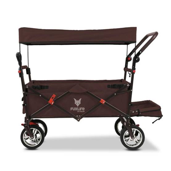 FUXTEC - FUXLIFE by FUXTEC Chariot à bras FX-CT800 Confort pliable - Marron | Chariot de transport avec toit ouvrant | Rallonge intérieure - Image 1