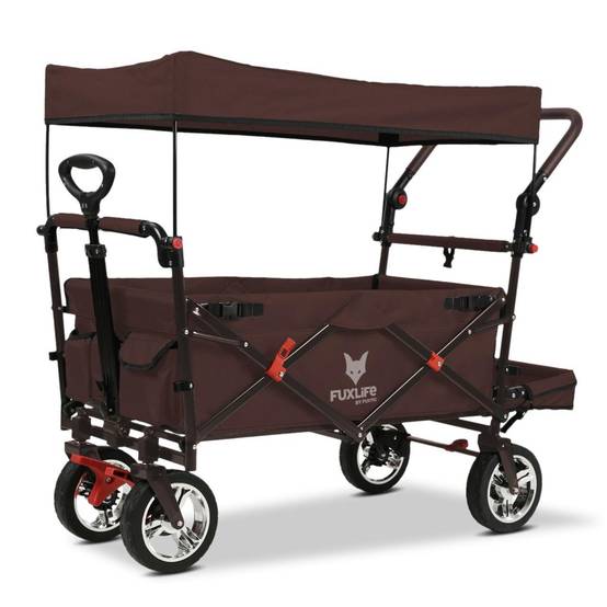 FUXTEC - FUXLIFE by FUXTEC Chariot à bras FX-CT800 Confort pliable - Marron | Chariot de transport avec toit ouvrant | Rallonge intérieure - Image 2