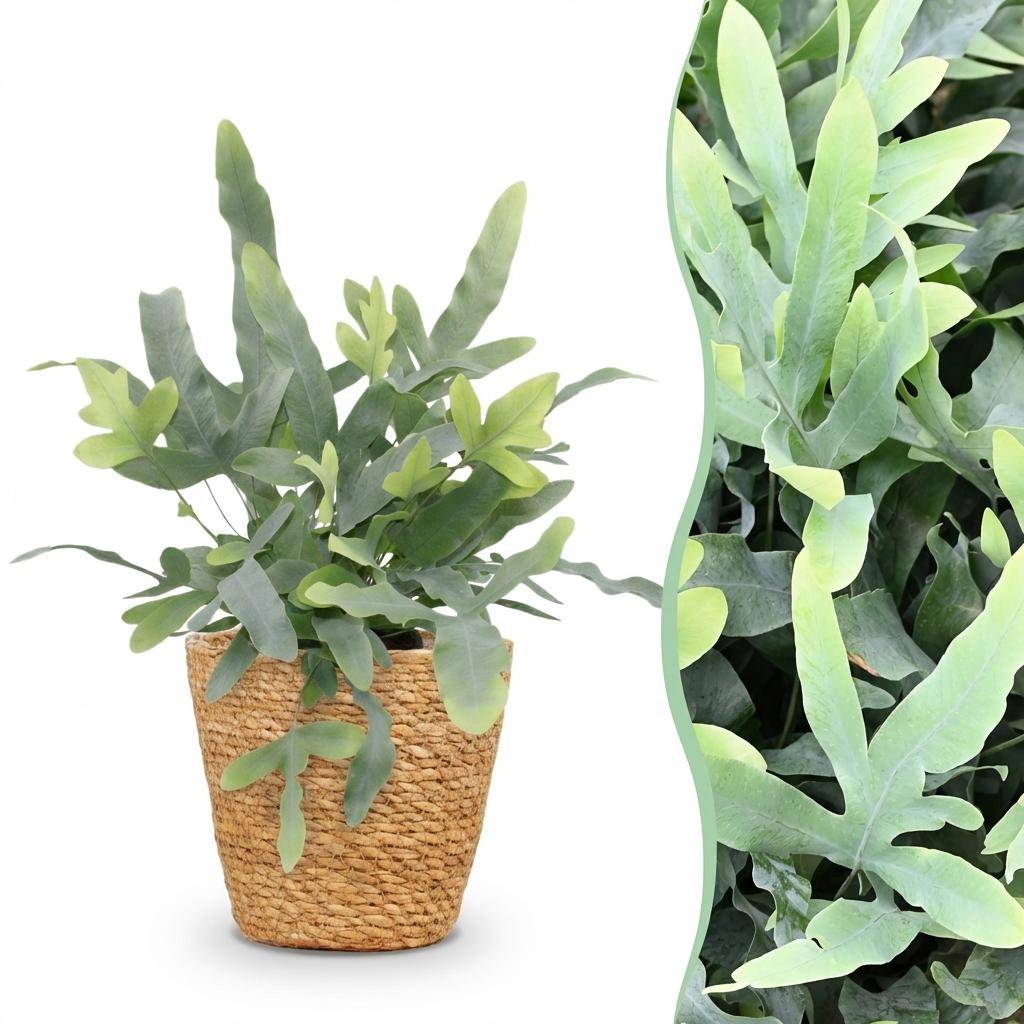 La Green Touch - Phlebodium aureum Blue Star - Fougère Blue Star - Panier en jonc de mer inclus - Pot Ø25 cm, H 30 cm - Image 1