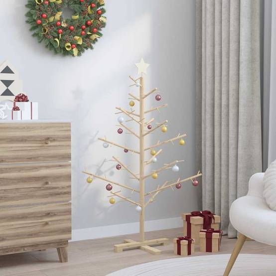 ComfortXL - Sapin de Noël en bois de pin massif Décoration scandinave Naturel 125 cm – ComfortXL Outdoor Living - Image 4