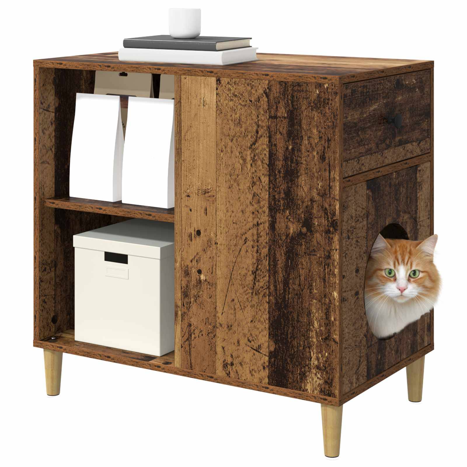 Vidaxl - Maison pour chat Bois ancien 72 x 42.5 x 70 cm vidaXL 8000687 - Image 4