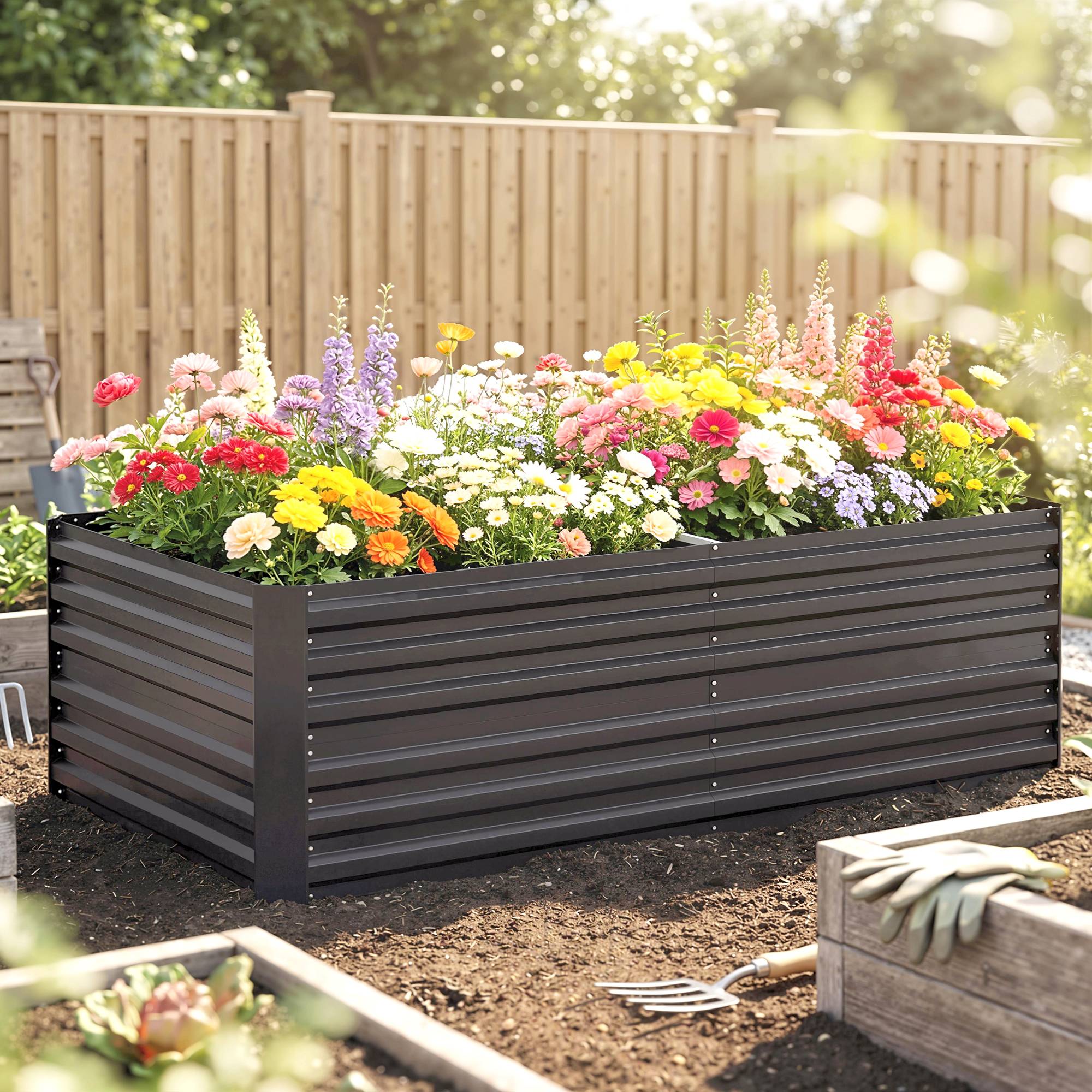 PANGIVO - Carré potager acier galvanisé gris 180 x 90 x 59 cm - PANGIVO - Image 9