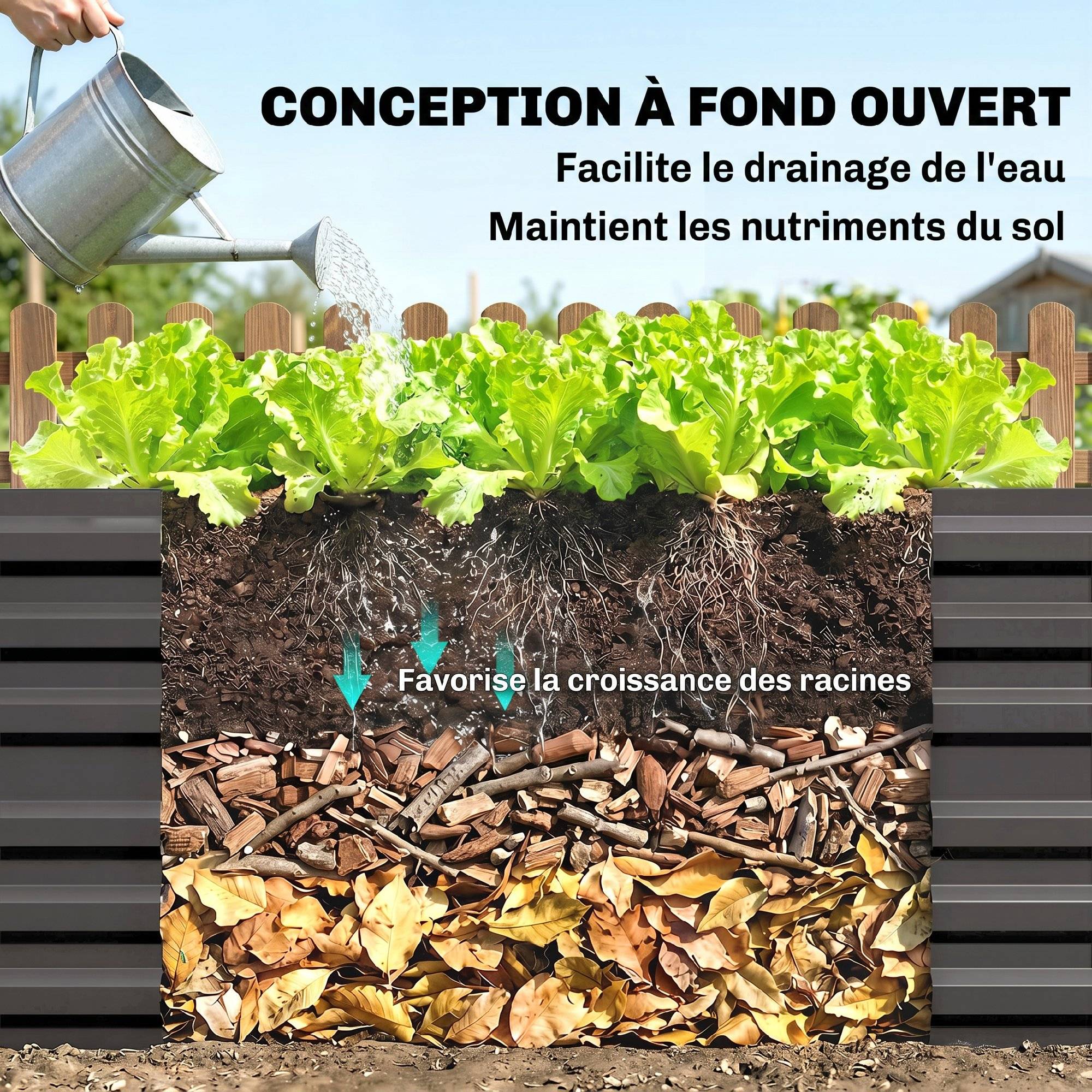 PANGIVO - Carré potager acier galvanisé gris 180 x 90 x 59 cm - PANGIVO - Image 8
