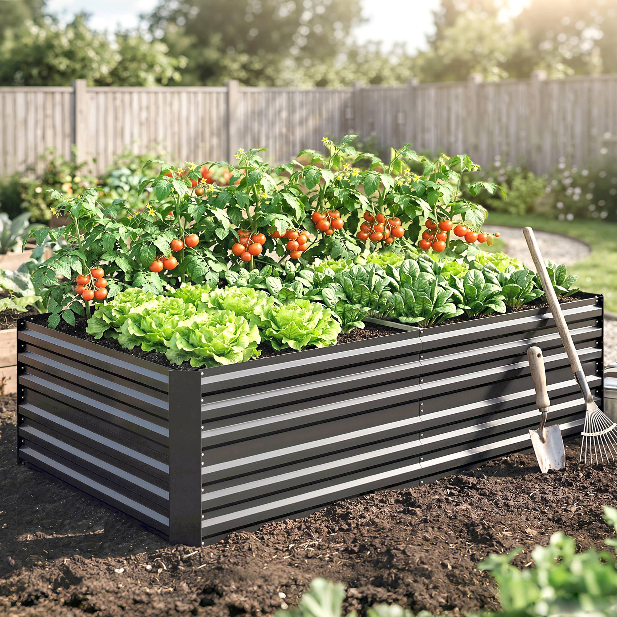 PANGIVO - Carré potager acier galvanisé gris 180 x 90 x 59 cm - PANGIVO - Image 4