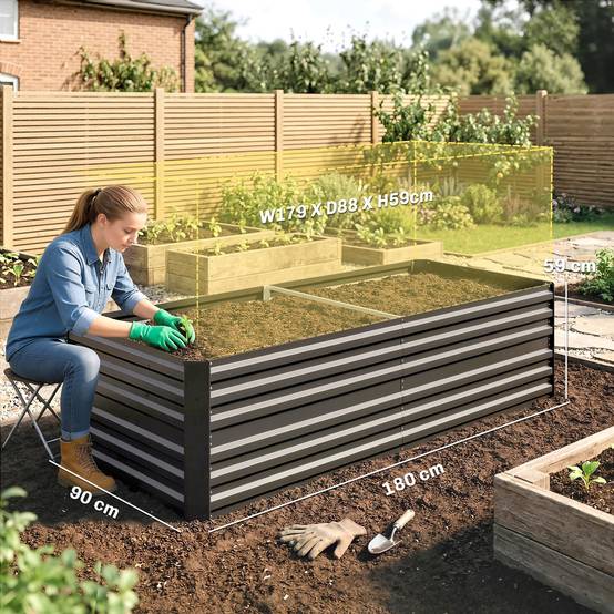 PANGIVO - Carré potager acier galvanisé gris 180 x 90 x 59 cm - PANGIVO - Image 5