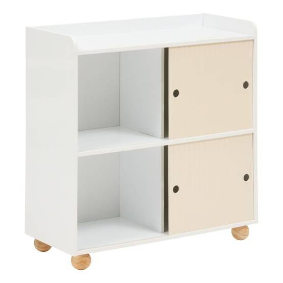 Meuble de rangement enfant 2 portes et 2 niches BOULI - Blanc et beige - Atmosphera - Image 3
