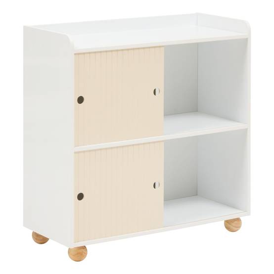 Meuble de rangement enfant 2 portes et 2 niches BOULI - Blanc et beige - Atmosphera - Image 4